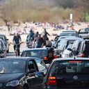 bicycle, beach, Falkensteiner Ufer, car, riding bicycle