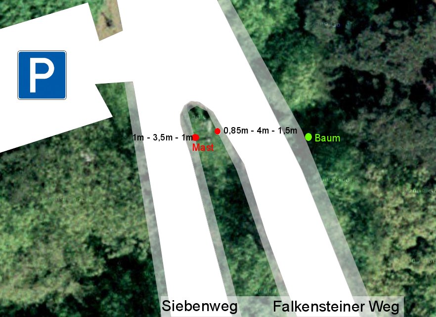 Falkensteiner Weg / Siebenweg, Stra&szlig;enbreite